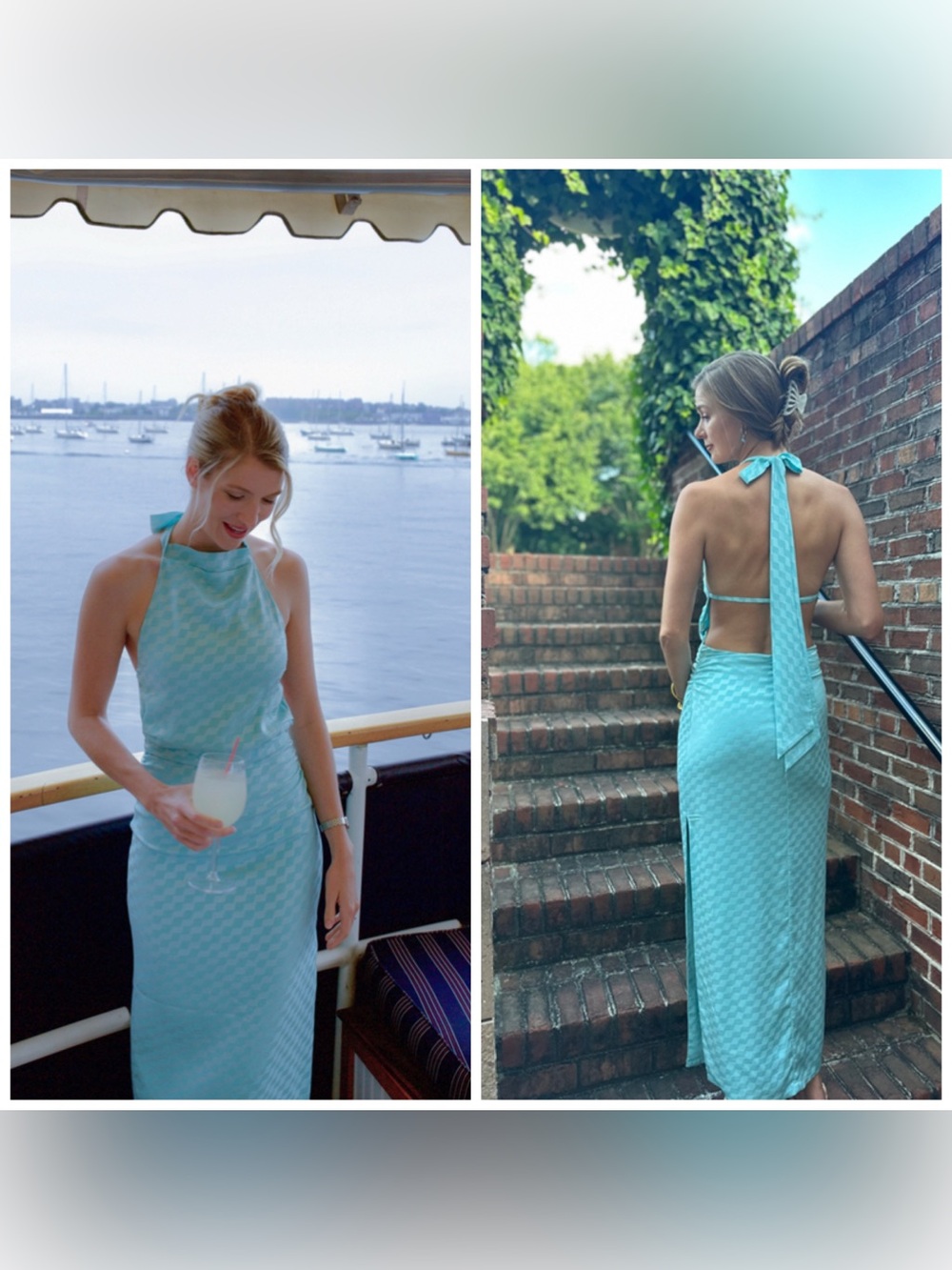 Hansen &‎ Gretel Robbie Maxi Dress Blue Open Back Halter Size Small
